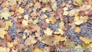 Euro street whore picked up and fucked doggystyle outdoor