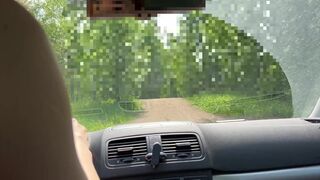 Public Sex.A Red-Haired Bitch Sat On A Dick and Went For A Ride Behind The Wheel of a car