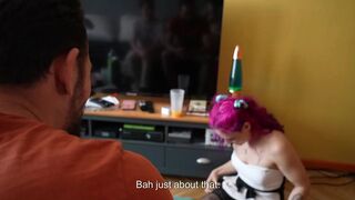 Petite french slut sucks dick in the kitchen and asks for a gangbang - Cuckhold
