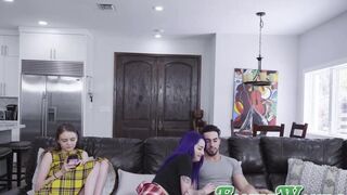 FAMILY WANK - Cute inked stepsister Val Steele rides dick before facial (Jessae Rosae)